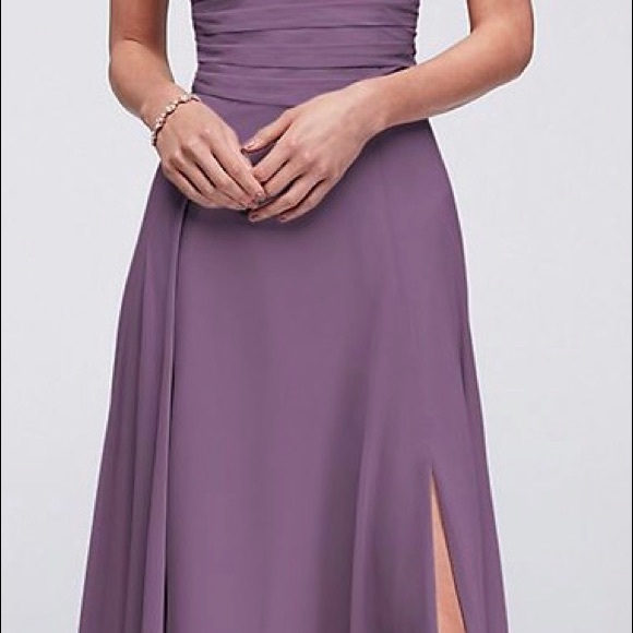 david's bridal surplice tank long chiffon bridesmaid dress